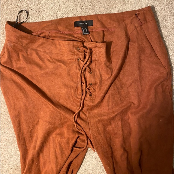 Forever 21 Plus Size Lace-Up Faux Suede Flare Pants - Picture 3 of 5